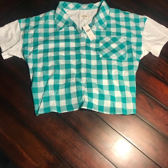 NWT Anthropologie Golda Gingham Tie-back Top. Size medium - Picture 4 of 7